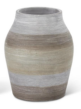 Load image into Gallery viewer, BRWN GRY GRN STRIPE VASE
