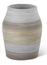Load image into Gallery viewer, BRWN GRY GRN STRIPE VASE
