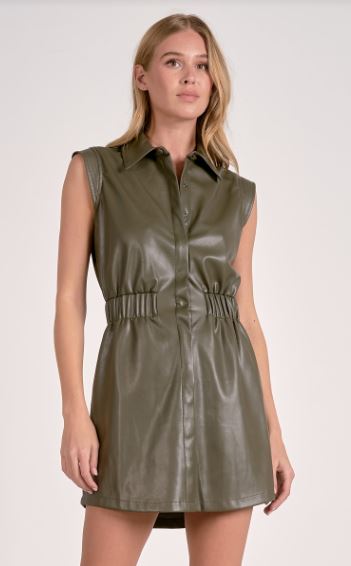 GRN LTHR DRESS