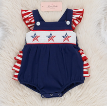 Load image into Gallery viewer, SMOCKED STARS ROMPER
