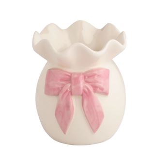 BIG PNK BOW RUF VASE