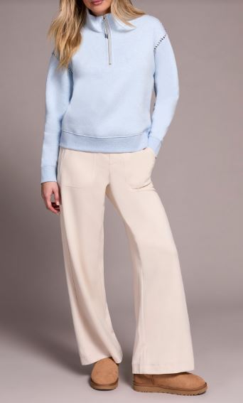 L/S ZIP FUNNEL NECK TOP W/STCH