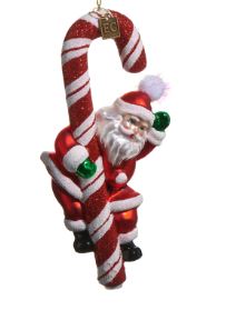 CNDY CANE SANTA ORNA