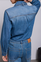 Load image into Gallery viewer, DENIM BLOUSE W/TIE
