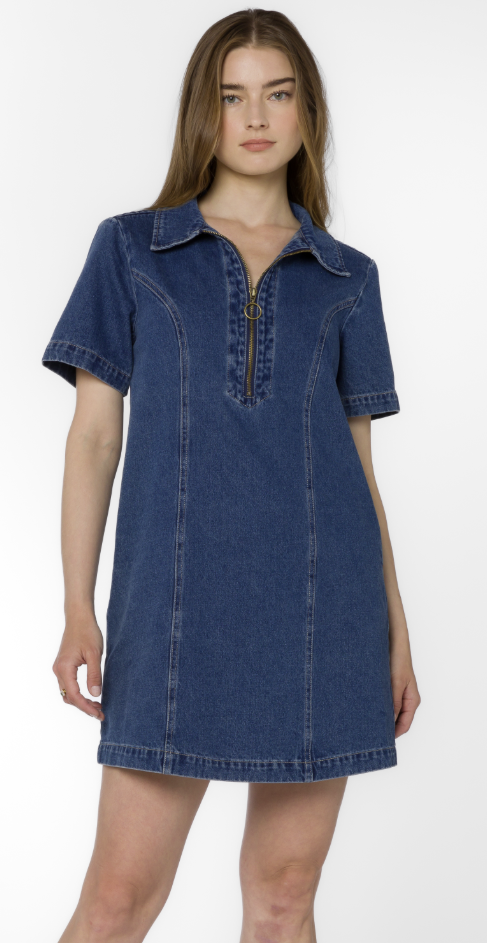 DENIM ZIP DRESS