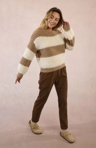 OFF WHT BGE STRP SWTR