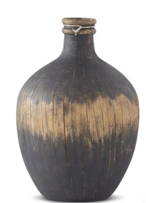 LG BLK TAN WOODGRN RESIN VASE