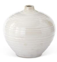 LG TAN WHT STRIPE VASE