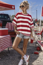 Load image into Gallery viewer, RED/WHT OVERSIZE SWTR
