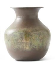 SM BRN GRN METL VASE