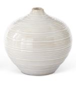 SM TAN WHT STRIPE VASE