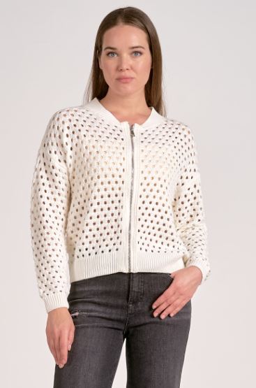 WHT ZIP UP CARDIGN