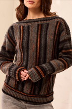 Load image into Gallery viewer, GREY STRIPE BOAT NCK SWTR
