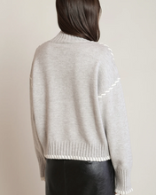Load image into Gallery viewer, GRAY WHT STITCH SWTR
