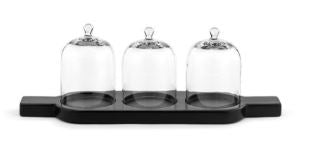 WOOD TRAY W/CLOCHE