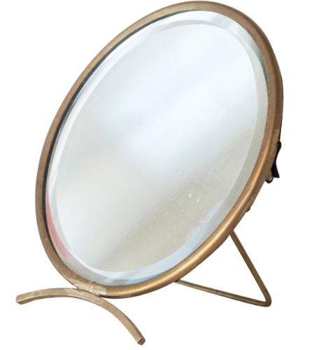 BRASS MIRROR W STND