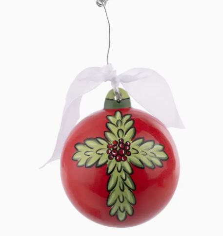 GRN CROSS RED ORNA