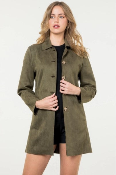 OLIVE SUEDE JACKET