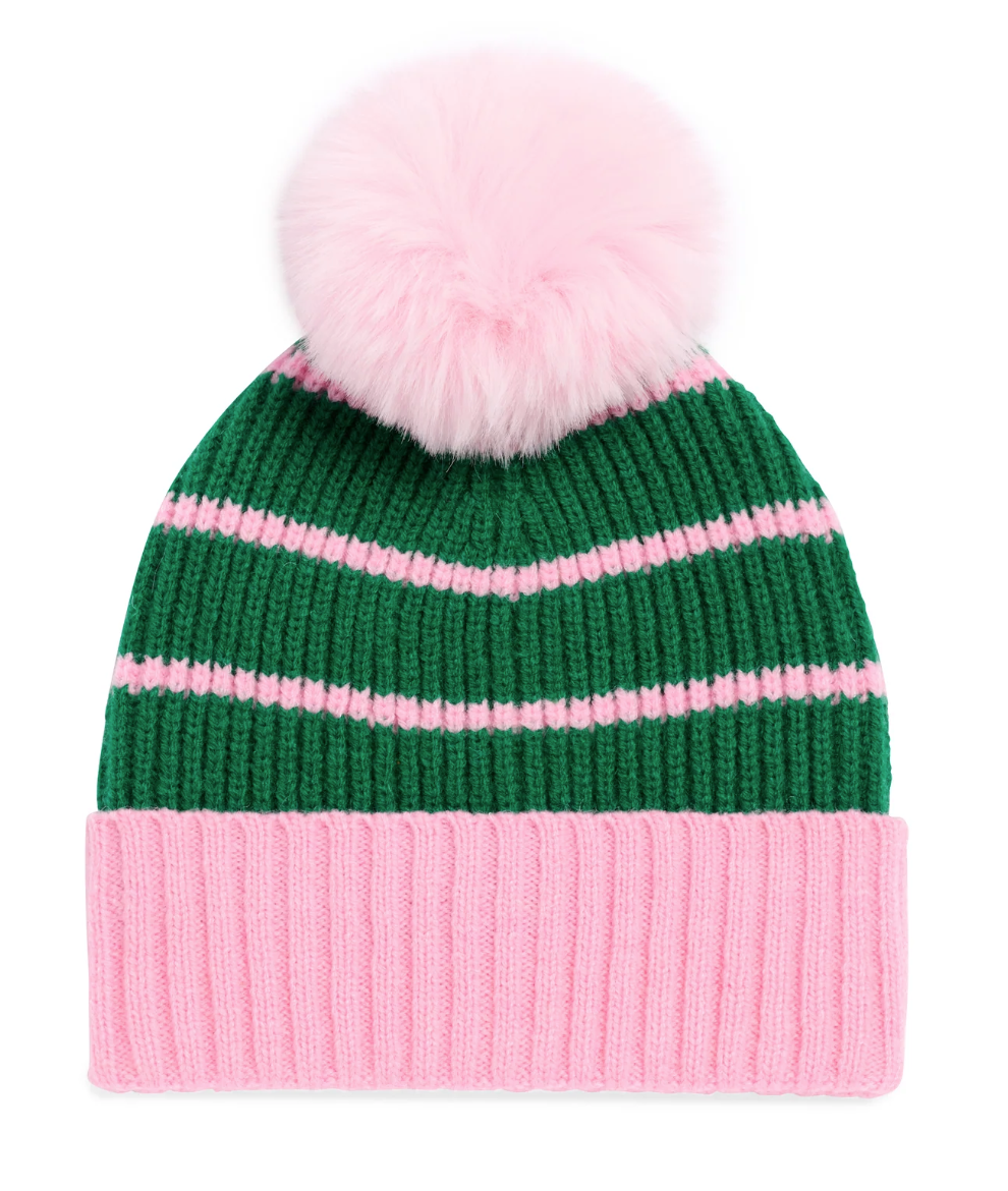 BEANIE PINK/GRN